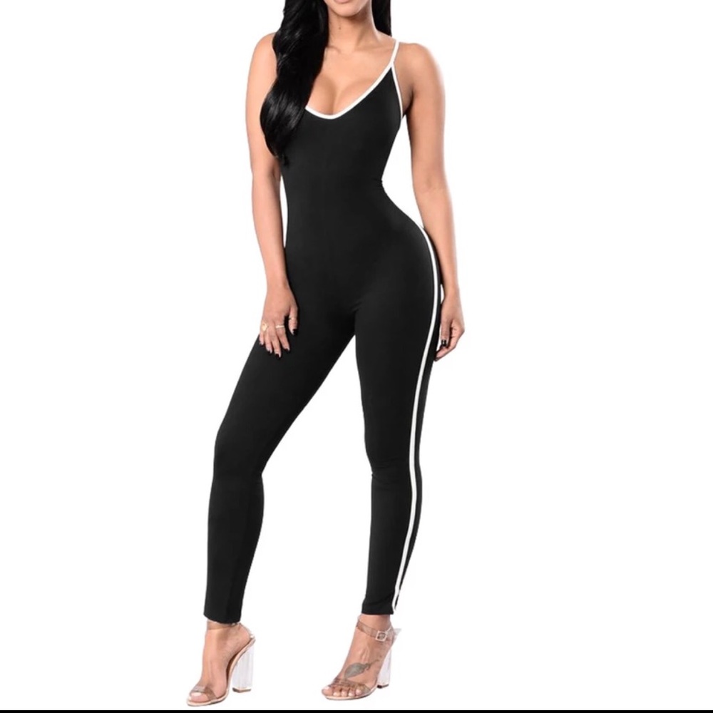 Womens Jumpsuit White Striped Backless